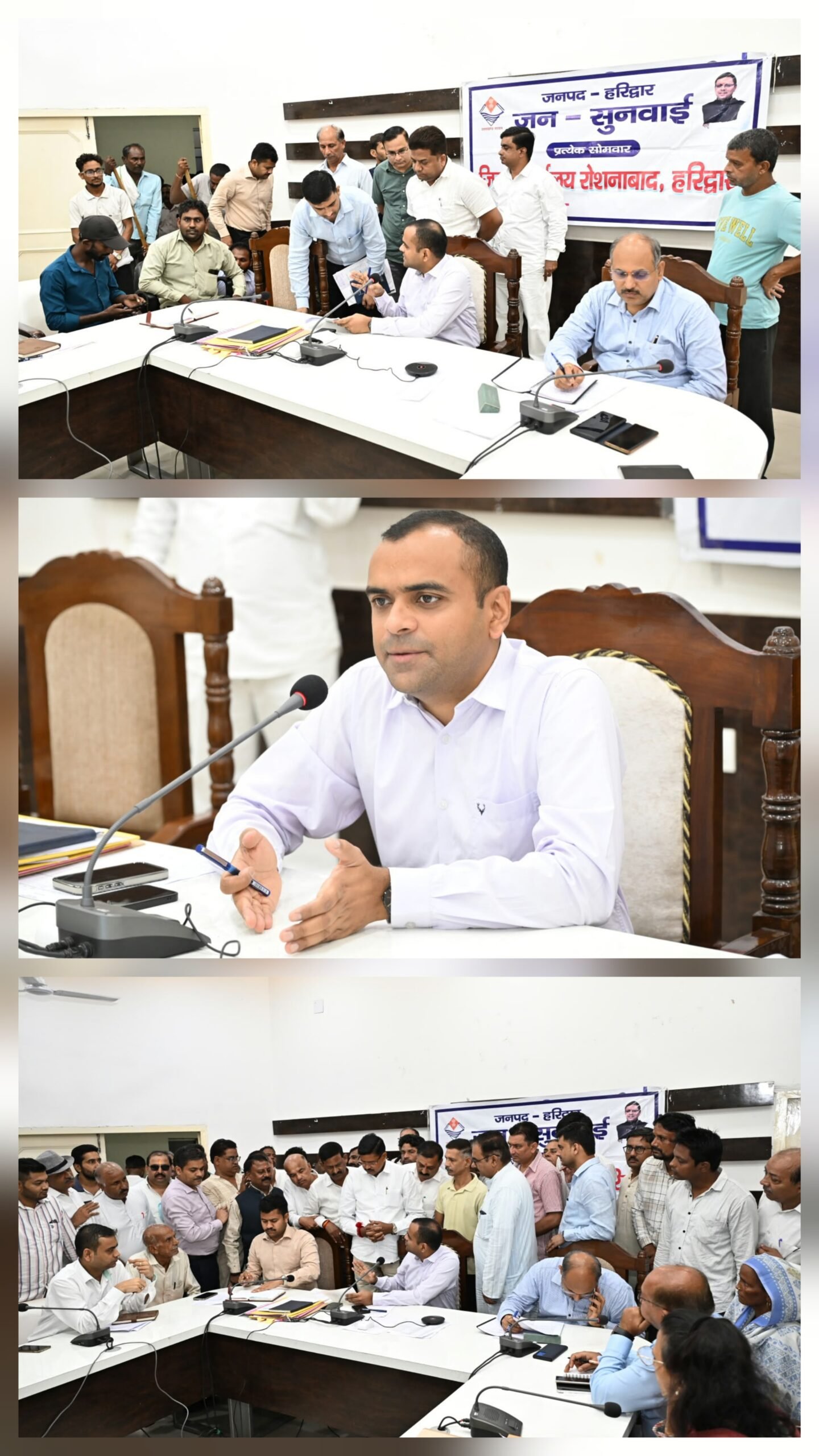*जनपद वासियों की समस्याओं को त्वरित निस्तारण के उदेश्य से जिलाधिकारी मयूर दीक्षित की अध्यक्षता में कलेक्ट्रेट सभागार में प्रत्येक सोमवार को आयोजित किया जा रहा है जन सुनवाई कार्यक्रम जनसुनवाई कार्यक्रम में विभिन्न विभागों से संबंधित 70 समस्याएं/ शिकायतें दर्ज की गई जिसमें मौके पर 34 समस्याओं का किया गया निस्तारण तथा शेष शिकायतों को संबंधित अधिकारियों को त्वरित निराकरण हेतु किया गया प्रेषितसीएम हेल्पलाइन में 36 दिन से अधिक लंबित शिकायतों पर जिलाधिकारी हुए सख्त*31 अगस्त तक शिकायतों का निस्तारण न होने की दिशा में संबंधित अधिकारियों का माह&nbsp; अगस्त का वेतन नहीं किया जाएगा आहरित*हरिद्वार 24 अगस्त 2026*           जनपदवासियों की समस्याओं का त्वरित निराकरण करने के उद्देश्य से जिलाधिकारी मयूर दीक्षित की अध्यक्षता में जिला कार्यालय सभागार में जन सुनवाई कार्यक्रम आयोजित किया गया, जिसमें विभिन्न विभागों से संबंधित 70 शिकायते दर्ज कराई गई,जिसमें से 34 समस्याओं का मौके पर निराकरण किया गया शेष समस्याओं को निस्तारण हेतु संबंधित विभागों को प्रेषित किया गया।            जनसुनवाई कार्यक्रम में राजस्व, भूमि विवाद,विद्युत,अतिक्रमण,जल भराव, पेयजल,राशन कार्ड,प्रधानमंत्री आवास आदि से संबंधित समस्या दर्ज कराई गई।     जनसुनवाई कार्यक्रम में शिकायतकर्ता  सुभाष चंद  निवासी मीरपुर मुआजपुर के मकान के नई टाइल्स रोड बनाई गई है ,मार्ग के दोनों ओर बरसाती पानी के लिए कोई नाली का निर्माण नहीं होने के कारण बारिश का पानी प्रार्थी के घर में घुस जाता है ,प्रार्थी ने टाइल्स रोड के दोनों ओर नाली  बनवाने को लेकर प्रार्थना पत्र दिया। प्रार्थी राम कुमार पुत्र किरत सिंह निवासी धीरमजरा ने प्रधानमंत्री आवास योजना के तहत मकान दिलवाने के लिए प्रार्थना पत्र दिया। शिकायतकर्ता सुचित्रा निवासी इंडस्ट्रियल एरिया बहादराबाद ने अवगत कराया है कि उनके पति वेद प्रकाश का किडनी का ईलाज हिमालयन अस्पताल में चल रहा है,उनके इलाज के लिए पैसे भी नहीं है अब,हिमालयन अस्पताल ने गोल्डन कार्ड से इलाज करने के लिए मना कर दिया है, प्रार्थी ने अस्पताल में गोल्डन कार्ड लगवाने के लिए प्रार्थना पत्र दिया।प्रार्थी रमेश कुमार पुत्र प्रेम सिंह की भूमि जमालपुरकला में स्थित है ,उक्त भूमि में कुछ लोगों द्वारा अवैध रूप से कब्जा करने का प्रयास किया जा रहा है,प्रार्थी ने उक्त भूमि की निष्पक्ष जांच राजस्व विभाग से कराकर एवं उसकी&nbsp; पैमाइश कराकर,उन व्यक्तियों के विरुद्ध कड़ी कार्यवाही किए जाने को लेकर प्रार्थना पत्र दिया।  प्रार्थी अर्जुन निवासी किशनपुर ने मकान क्षतिग्रस्त होने पर आर्थिक सहायता दिलाने हेतु प्रार्थना पत्र दिया। शिकायकर्ता गुरमेल सिंह ग्राम दिनारपुर में भूमि जिसका खसरा संख्या 637 है,उक्त भूमि तक जाने का रास्ता उपलब्ध नहीं है,प्रार्थी ने भूमि की पैमाइश कराकर सार्वजनिक रास्ता खुलवाने के लिए प्रार्थना पत्र दिया।प्रार्थी रामकुमार के भूमि खसरा नंबर 48 मोजा नेतवाल सेदाबाद लक्सर में है,उक्त भूमि में एक व्यक्ति द्वारा कब्जा करने का प्रयास किया जा रहा है,प्रार्थी ने भूमि की पैमाइश कराने के लिए प्रार्थना पत्र दिया।        &nbsp;&nbsp;&nbsp;&nbsp; जिलाधिकारी मयूर दीक्षित ने संबंधित अधिकारियों को निर्देशित करते हुए कहा कि जनसुनवाई में जनता द्वारा जो भी समस्याएं दर्ज कराई जा रही है उन समस्याओं को त्वरित एवं समयबद्धता के साथ निराकरण करना सुनिश्चित करे,इसमें किसी भी प्रकार की कोई लापरवाही एवं शिथिलता नहीं बरती जानी चाहिए, शिथिलता बरती जाने पर संबंधित अधिकारियों के विरुद्ध आवश्यक करवाई सुनिश्चित की जाएगी।उन्होंने यह भी निर्देश दिए है कि जिन शिकायतों पर स्थलीय निरीक्षण किया जाना है संबंधित अधिकारी आपसी समन्वय के साथ स्थलीय निरीक्षण कर समस्या का समाधान करना सुनाश्चित करे।                     जिलाधिकारी ने सभी अधिकारियों को स्पष्ट निर्देश दिए है कि जनसुनवाई कार्यक्रम में क्षेत्रवासियों द्वारा जो भी समस्या दर्ज कराई जा रही है,उनका संबंधित अधिकारी शीर्ष प्राथमिकता एवं संवेदनशीलता के साथ निस्तारण करना सुनाश्चित करे।*सीएम हेल्पलाइन में दर्ज 36 दिन से अधिक लंबित शिकायतों का निस्तारण 31अगस्त तक हर हाल में करे संबंधित आधिकारी*             बैठक में सीएम हेल्पलाइन में दर्ज समस्याओं की समीक्षा करते हुए जिलाधिकारी ने संबंधित अधिकारियों को निर्देश दिए है कि सीएम हेल्प लाइन में जो भी शिकायते दर्ज की जा रही है,उनको सभी अधिकारी संवेदनशीलता के साथ निरंकरण करना सुनिश्चित करे,उन्होंने निर्देश दिए है कि 36 दिन से अधिक जो भी शिकायते लंबित है उन शिकायतों का हर हाल में 31 अगस्त तक समंधित अधिकारी निस्तारण करना सुनिश्चित करे। &nbsp; यदि किसी अधिकारी द्वारा शिकायती का निस्तारण नहीं किया जाता है तो सम्माधित अधिकारी का माह अगस्त का वेतन आरहित नहीं किया जाएगा।जिसमें एल 1 पर 382 शिकायतें तथा एल 2 पर 98 शिकायतें निस्तारण हेतु लंबित है,जिन्हें शीघ्र निस्तारण के निर्देश संबंधित अधिकारियों को दिए गए साथ ही शिकायतकर्ता से सिस्टम के माध्यम से फोन पर वार्ता करे।       बैठक मे डीएफओ स्वप्निल अनिरुद्ध, मुख्य विकास अधिकारी डॉ लालित नारायण मिश्र,अपर जिलाधिकारी (प्रशासनिक)जितेंद्र कुमार,अपर जिलाधिकारी (वित्त एवं राजस्व) वैभव गुप्ता,मुख्य चिकित्साधिकारी डॉ आर के सिंह,परियोजना निर्देशक नलिनीत घिल्डियाल,जिला विकास अधिकारी कमलेश कुमार पंत,सीओ सदर एसपी बलूनी,जिला अर्थ संख्या आधिकारी नलिनी ध्यानी,प्रोजेक्ट मैनेजर पेयजल निगम (गंगा)मीनाक्षी मित्तल,जिला पर्यटन अधिकारी सुशील नौटियाल,अधिशासी अभियंता जल निगम आर के गुप्ता, अधिशासी अभियंता यूपीसीएल दीपक सैनी, जिला आपदा प्रबंधन अधिकारी मीरा रावत,जिला स्तरीय सम्बन्धित अधिकारी एवं विभिन्न क्षेत्रों से आए फरियादी मौजूद रहे।
